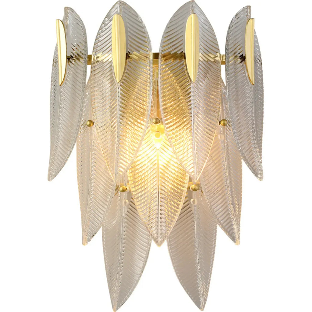 Applique murale moderne à 2 niveaux avec feuilles de verre et LED