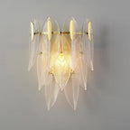 Applique murale moderne à 2 niveaux avec feuilles de verre et LED