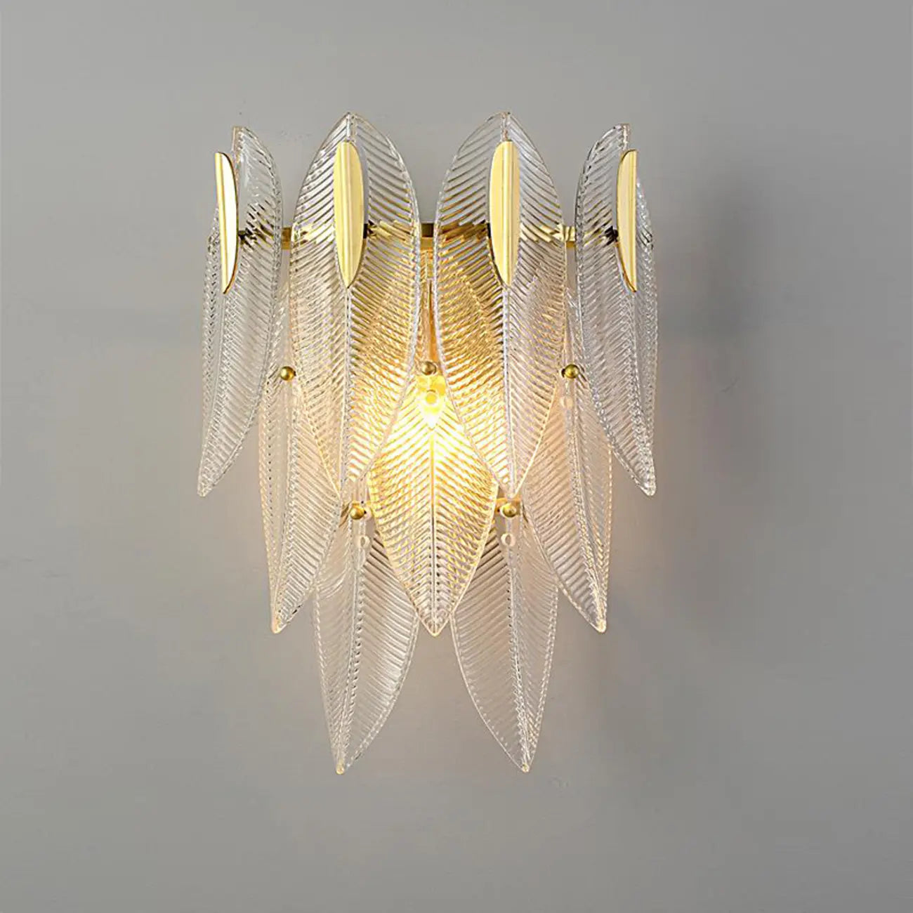Applique murale moderne à 2 niveaux avec feuilles de verre et LED
