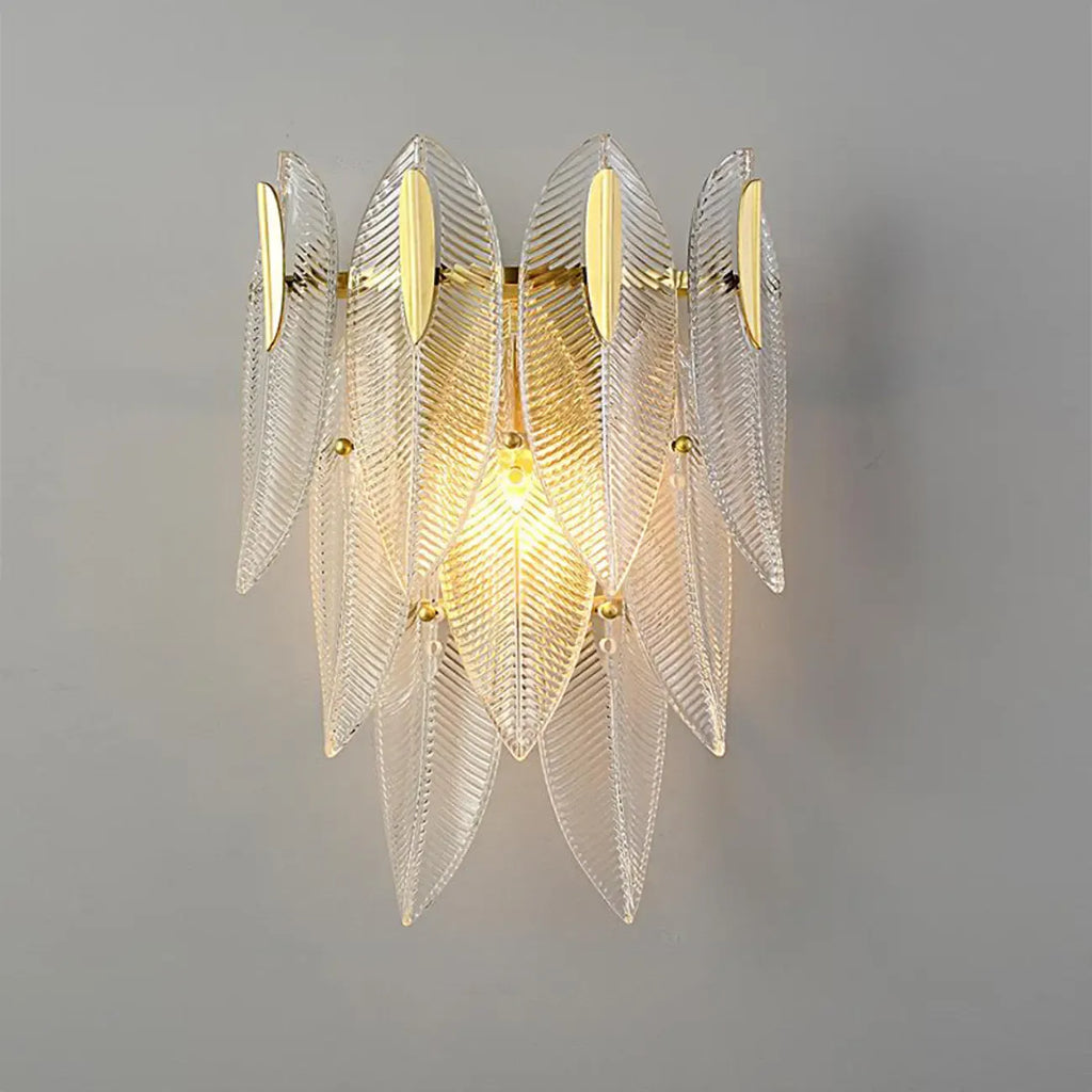 Applique murale moderne à 2 niveaux avec feuilles de verre et LED