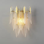 Applique murale moderne à 2 niveaux avec feuilles de verre et LED