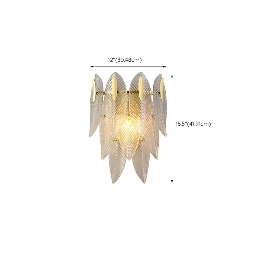 Applique murale moderne à 2 niveaux avec feuilles de verre et LED