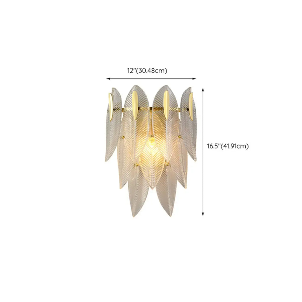 Applique murale moderne à 2 niveaux avec feuilles de verre et LED