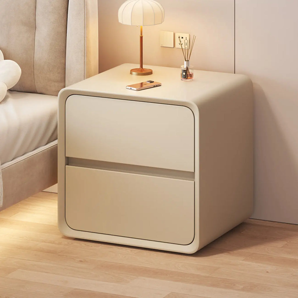 Table de chevet moderne couleur crème avec tiroirs de rangement
