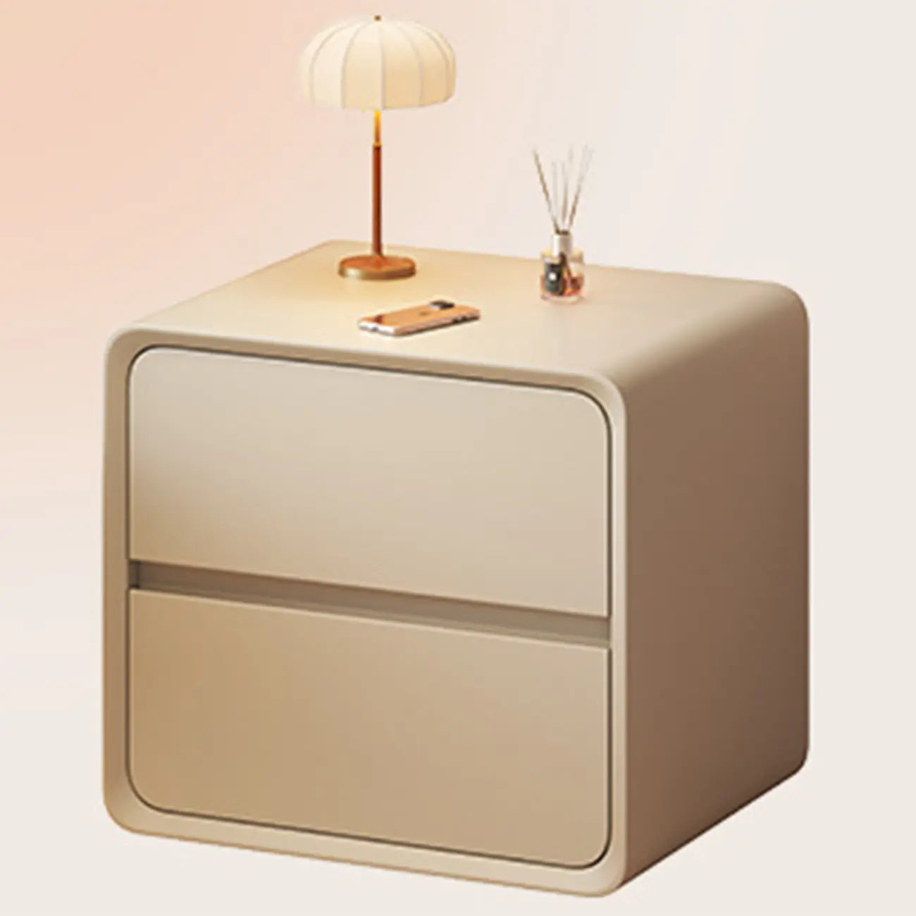 Table de chevet moderne couleur crème avec tiroirs de rangement
