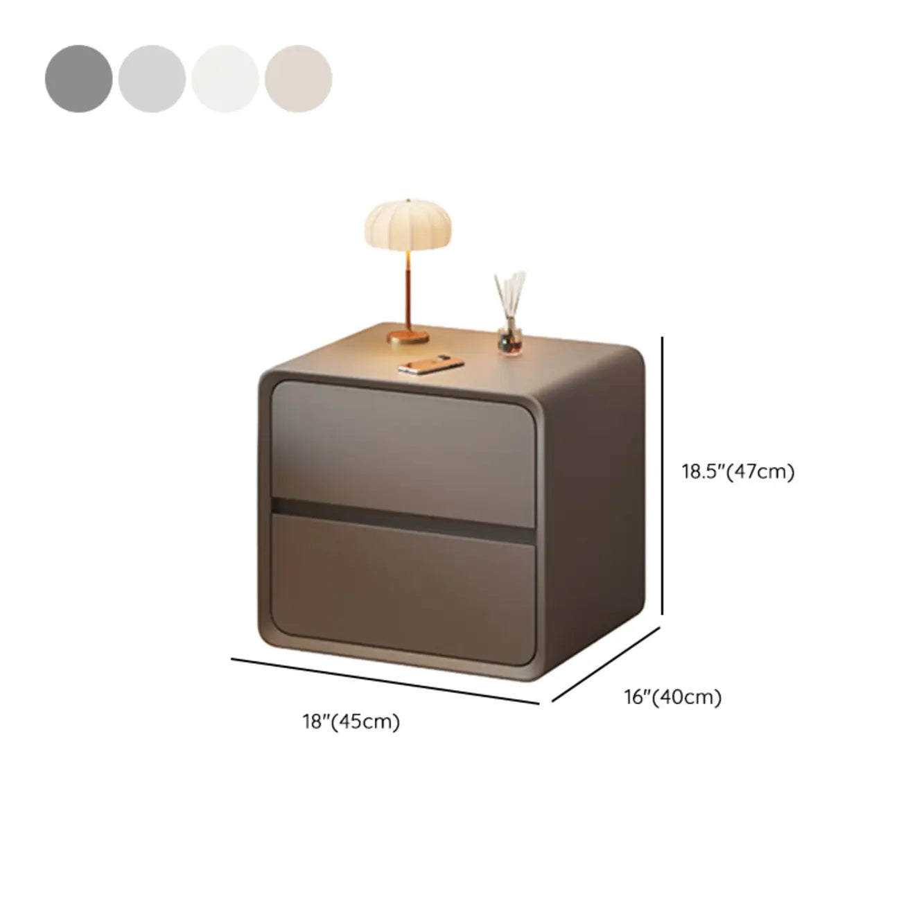 Table de chevet moderne couleur crème avec tiroirs de rangement