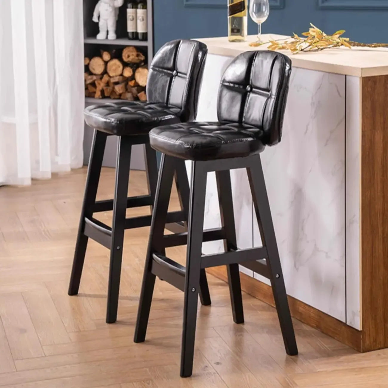 Tabouret de bar élégant à dossier bas en similicuir