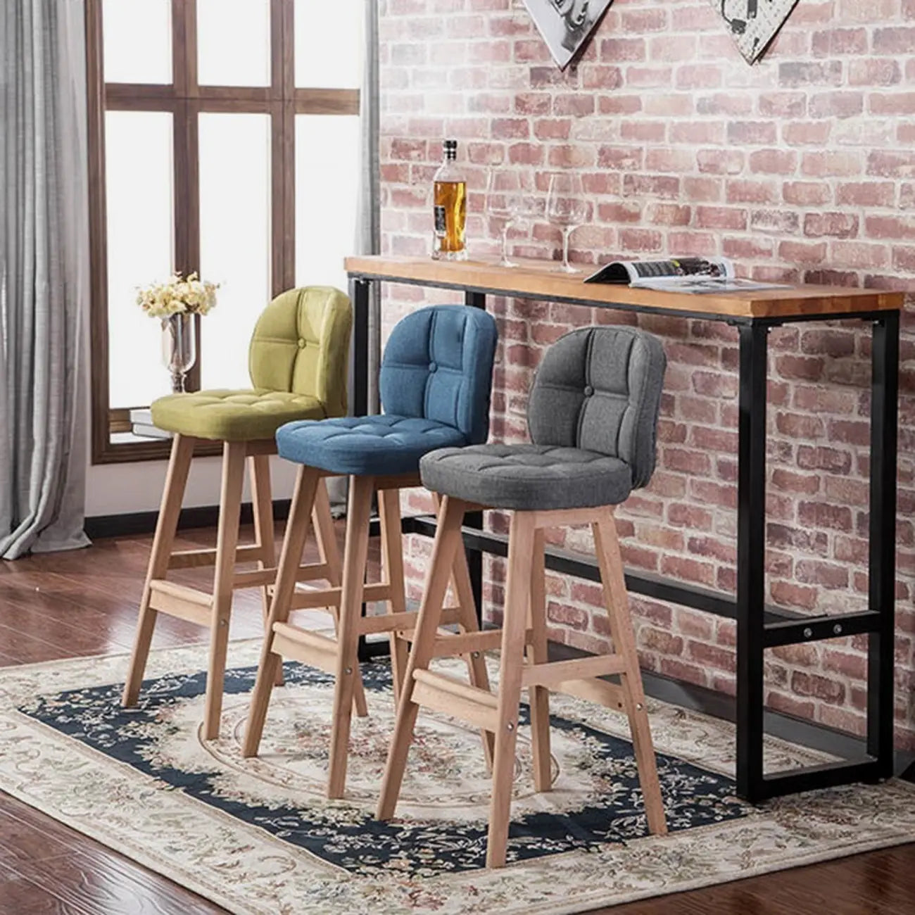 Tabouret de bar élégant à dossier bas en similicuir