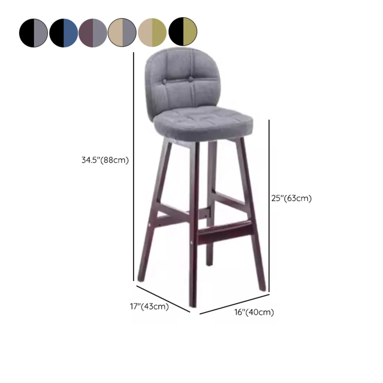 Tabouret de bar élégant à dossier bas en similicuir