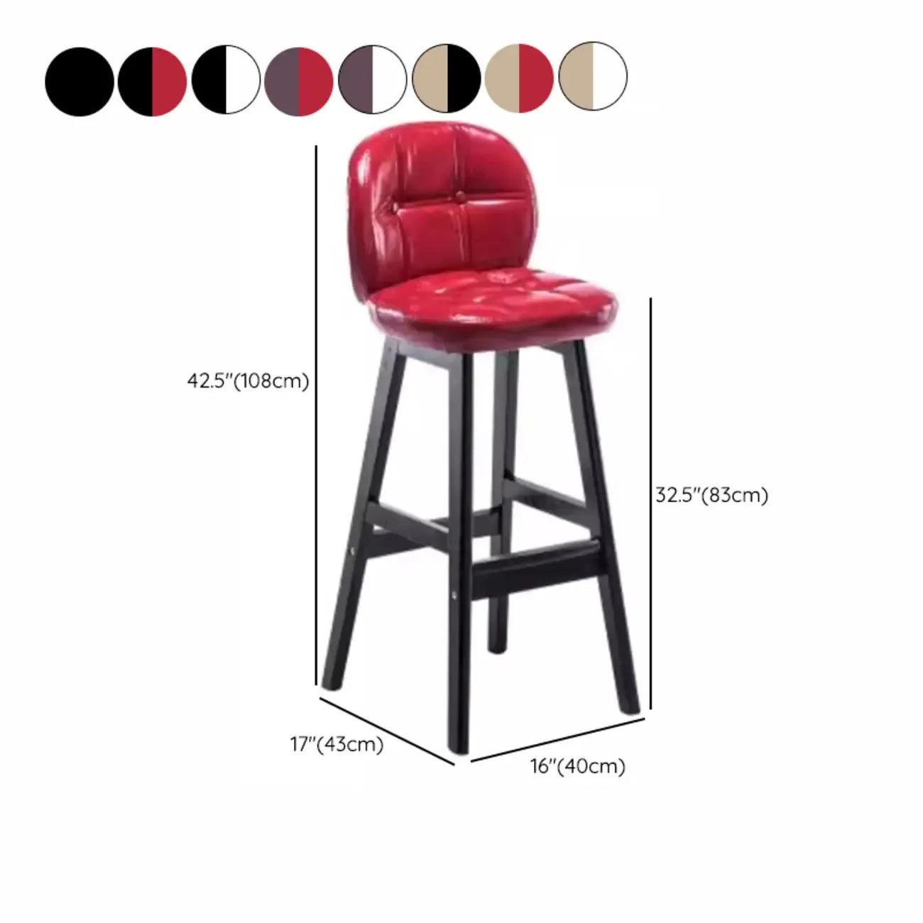 Tabouret de bar élégant à dossier bas en similicuir