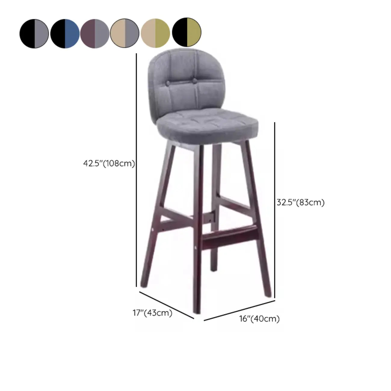 Tabouret de bar élégant à dossier bas en similicuir