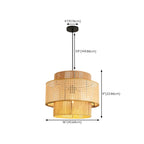 Suspension cylindrique jaune en rotin contemporain