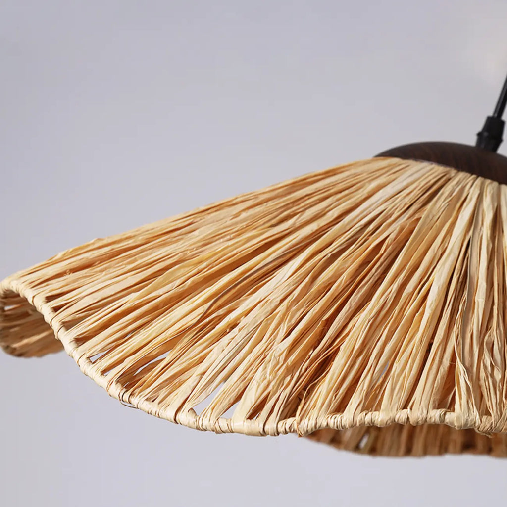 Suspension en rotin brun oriental pour îlot de cuisine
