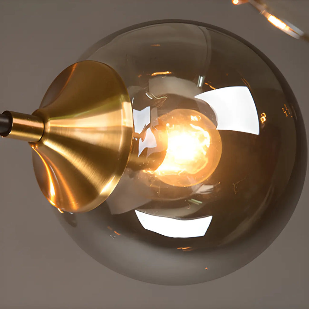 Grand plafonnier semi-encastré Sputnik en verre globe gris fumé
