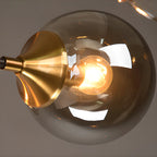 Grand plafonnier semi-encastré Sputnik en verre globe gris fumé