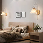 Applique murale élégante à motif floral avec plaque arrière en bois pour chevet