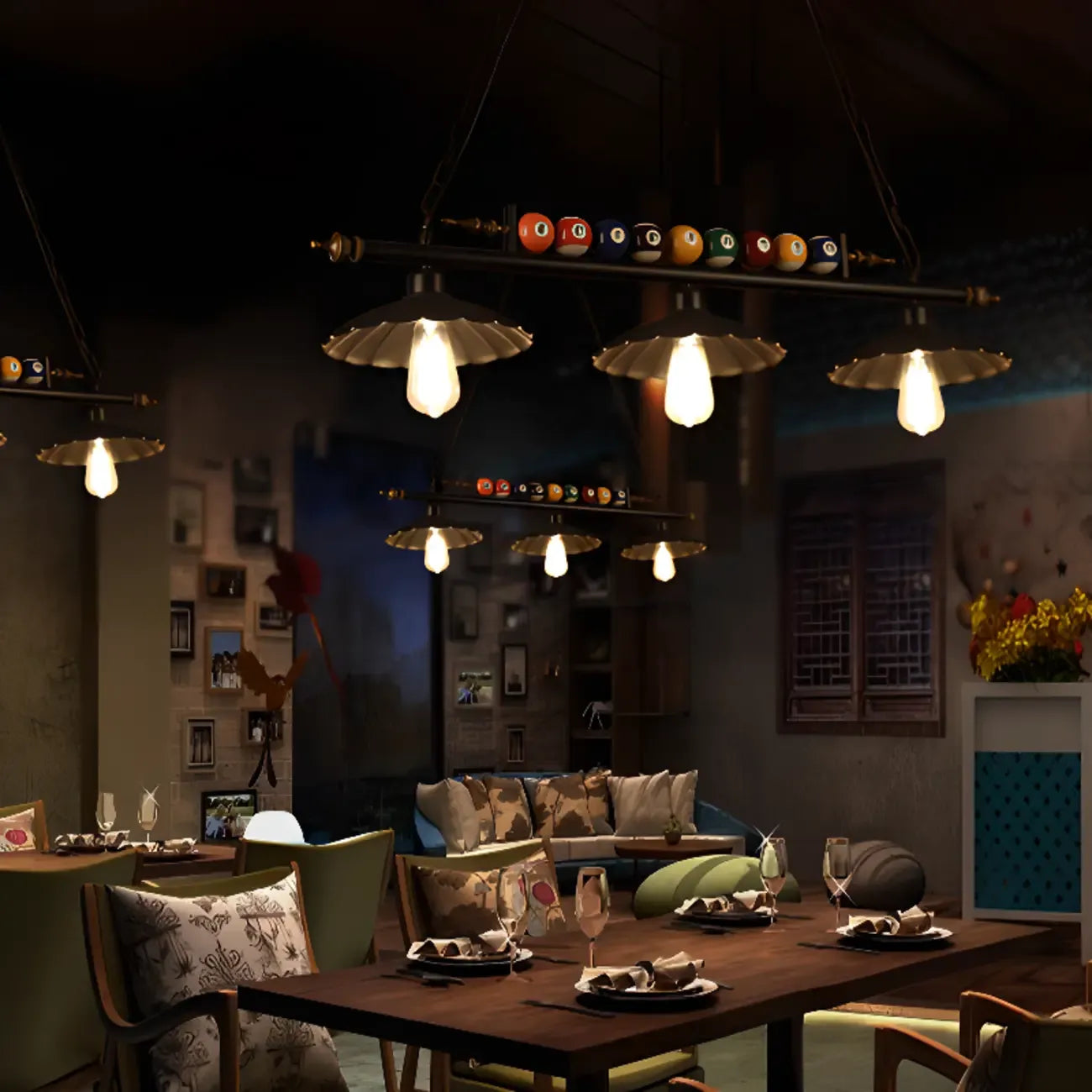 Suspension lumineuse réglable de style industriel pour îlot de cuisine, décoration de billard