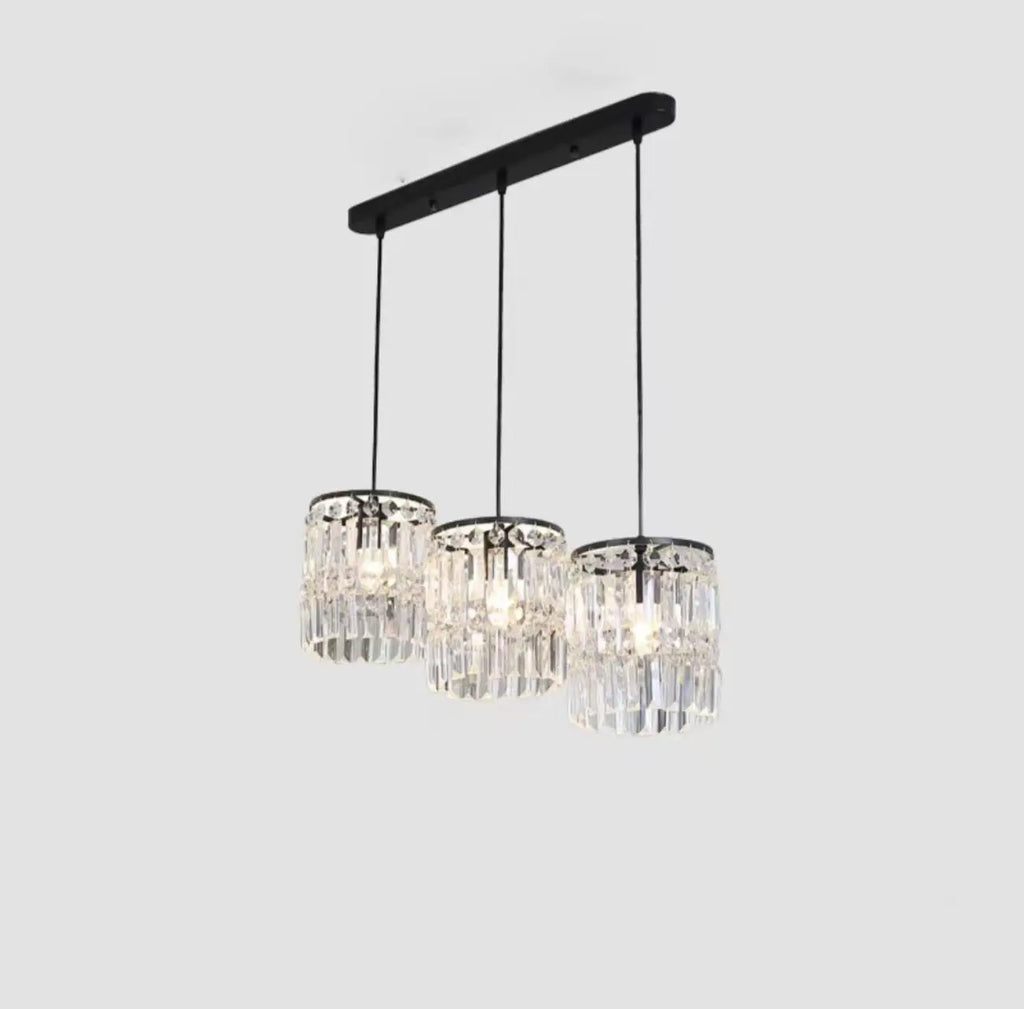 Suspension cylindrique en cristal moderne pour îlot de cuisine