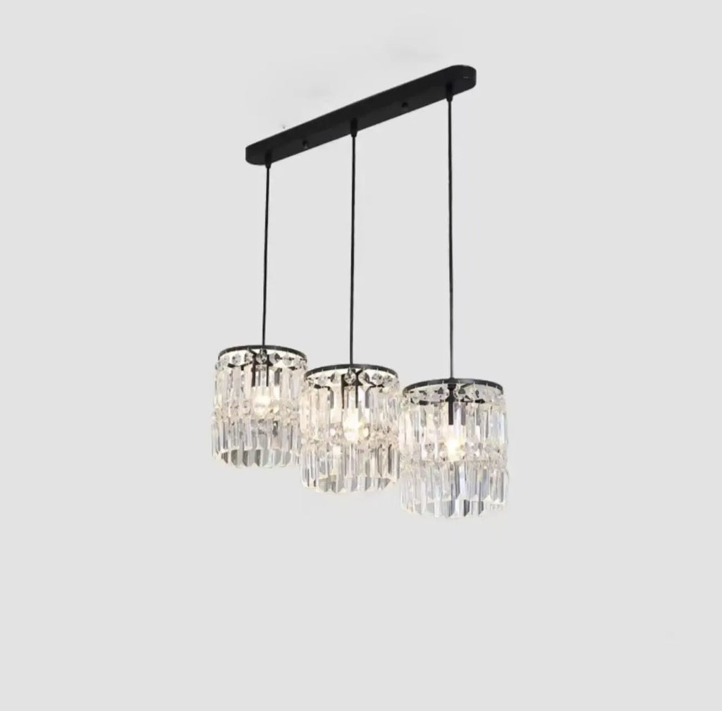 Suspension cylindrique en cristal moderne pour îlot de cuisine