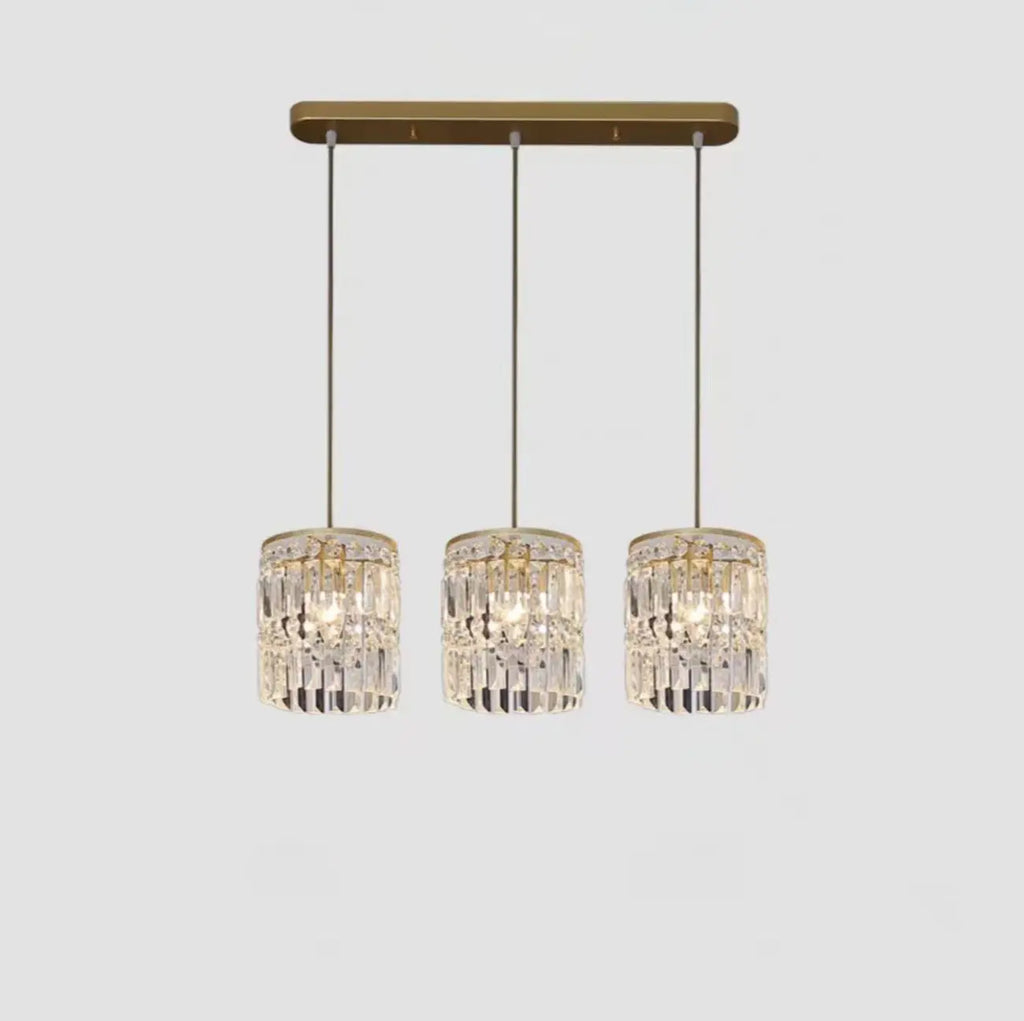 Suspension cylindrique en cristal moderne pour îlot de cuisine