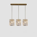 Suspension cylindrique en cristal moderne pour îlot de cuisine