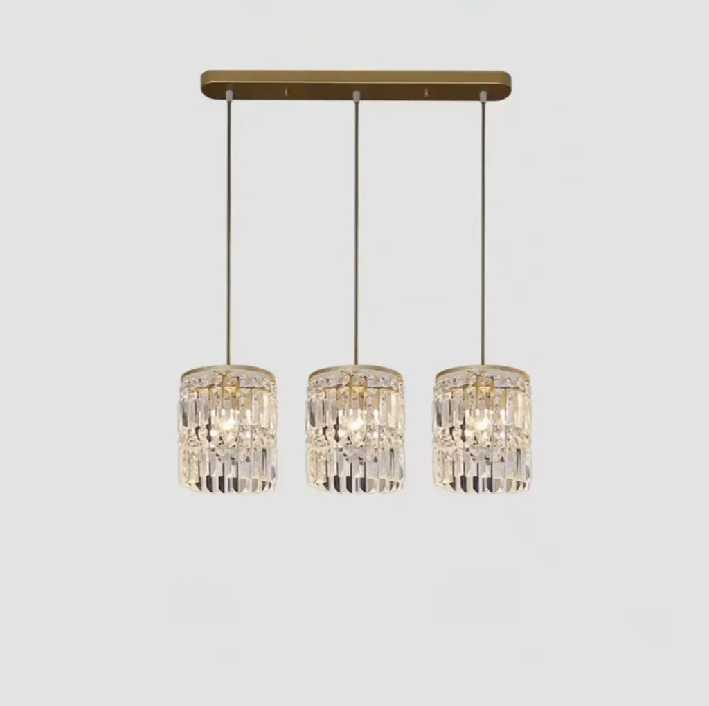 Suspension cylindrique en cristal moderne pour îlot de cuisine