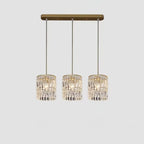 Suspension cylindrique en cristal moderne pour îlot de cuisine