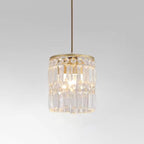 Suspension cylindrique en cristal moderne pour îlot de cuisine