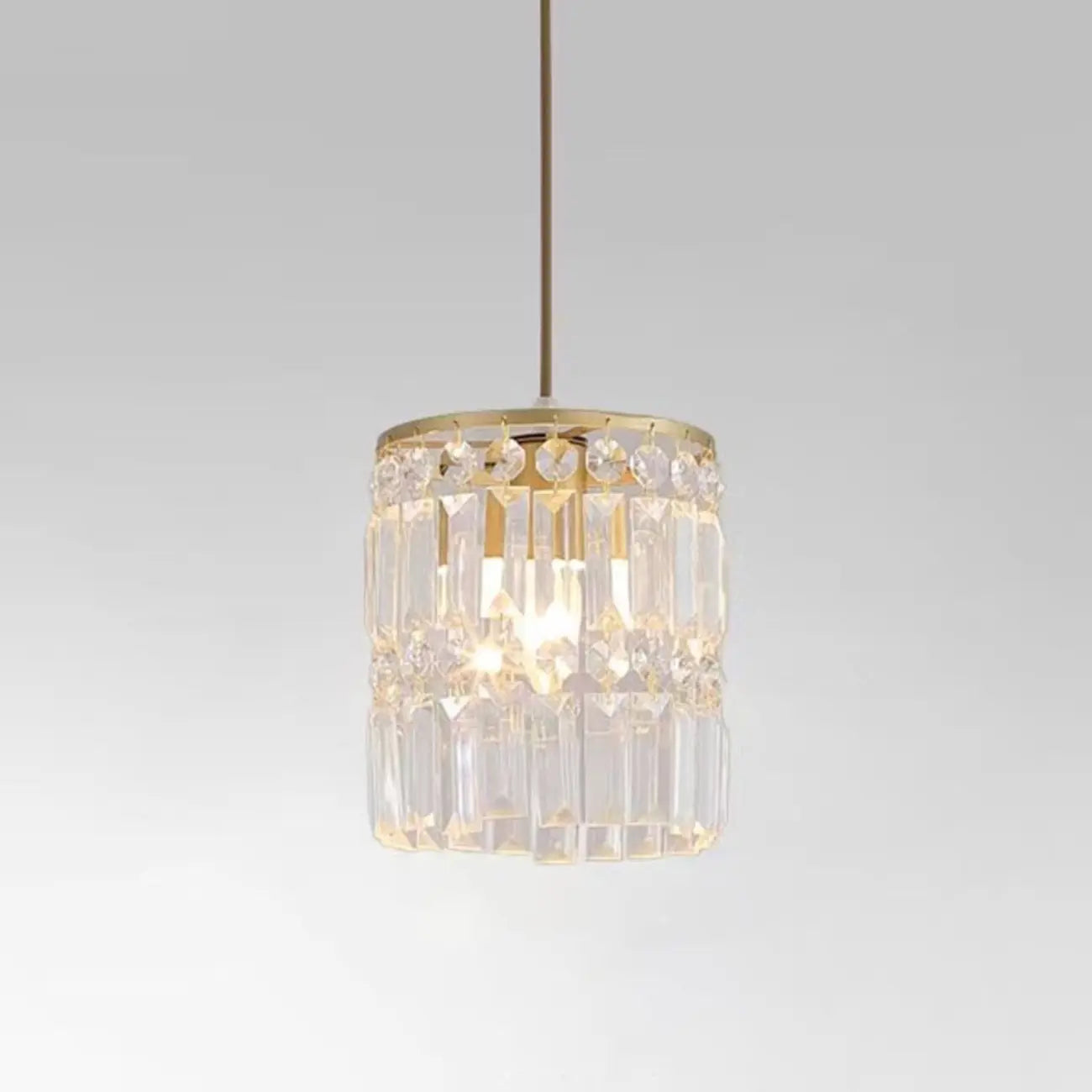 Suspension cylindrique en cristal moderne pour îlot de cuisine