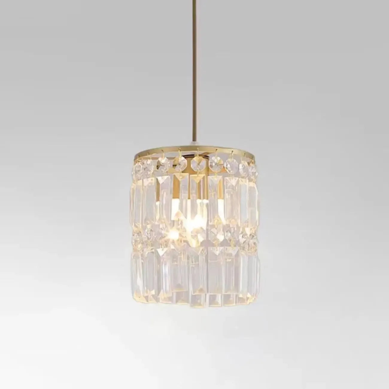 Suspension cylindrique en cristal moderne pour îlot de cuisine