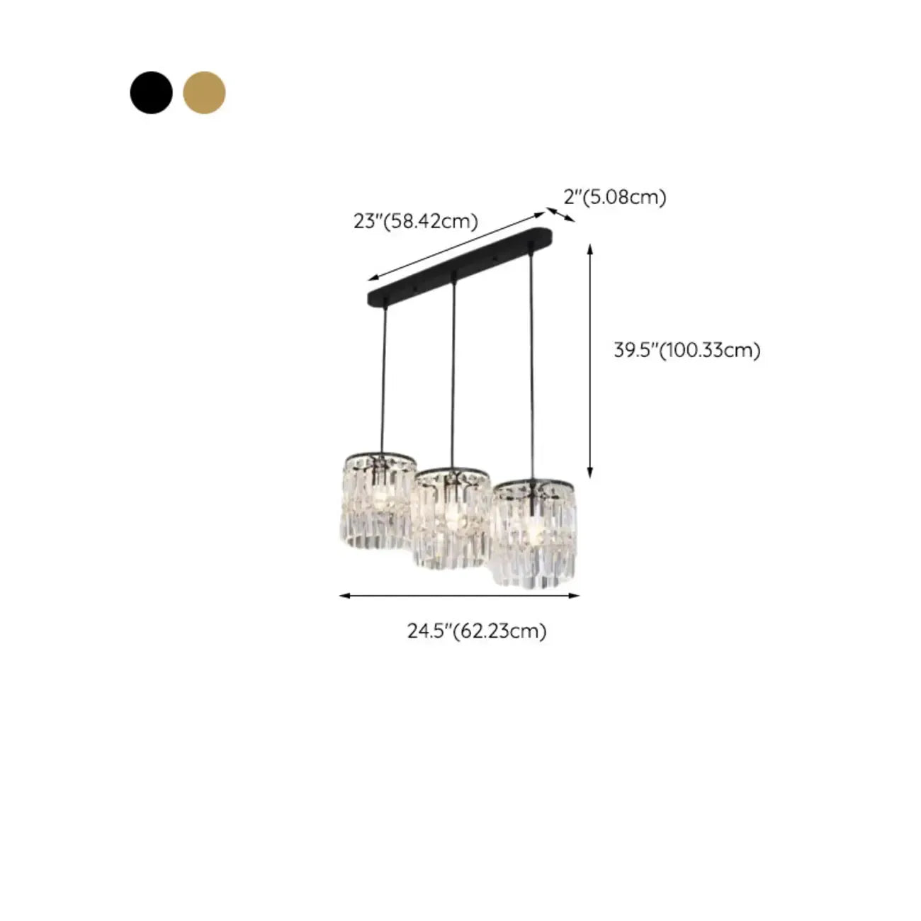 Suspension cylindrique en cristal moderne pour îlot de cuisine
