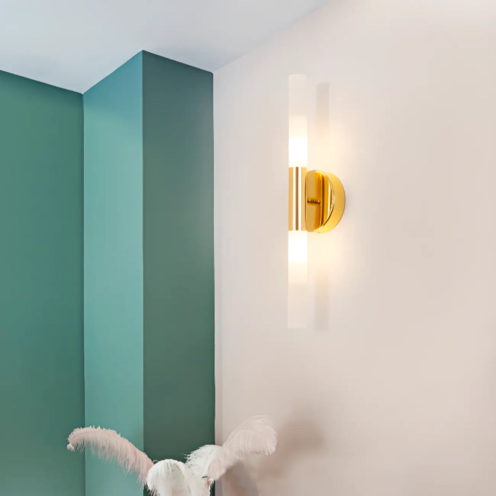 Applique murale cylindrique dorée moderne pour salle de bain