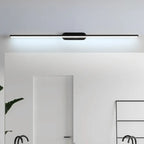 Luminaire de salle de bain LED minimaliste noir, fin et droit en métal, avec éclairage LED.