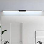 Luminaire de salle de bain LED minimaliste noir, fin et droit en métal, avec éclairage LED.