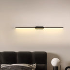 Luminaire de salle de bain LED minimaliste noir, fin et droit en métal, avec éclairage LED.