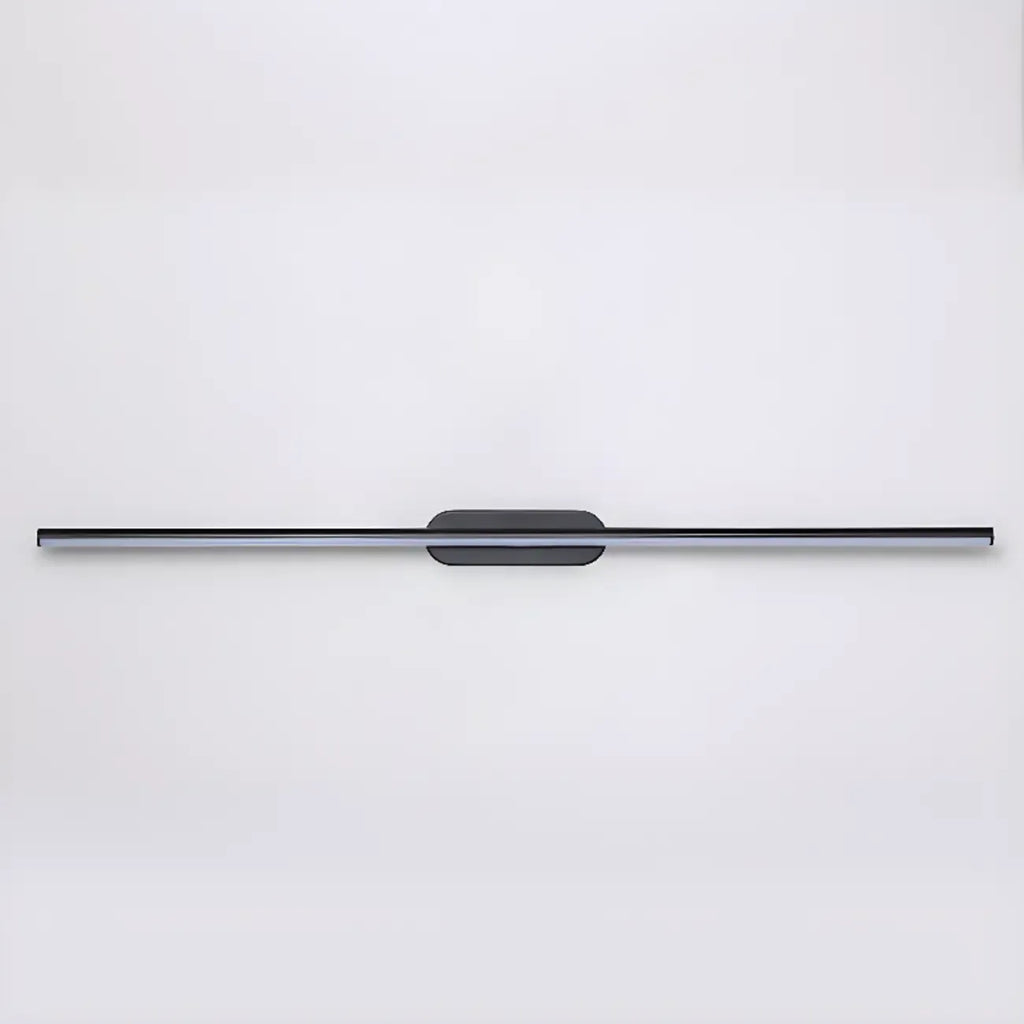 Luminaire de salle de bain LED minimaliste noir, fin et droit en métal, avec éclairage LED.