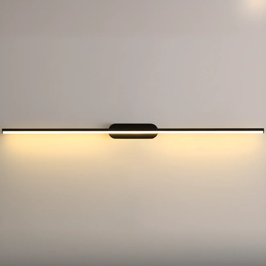 Luminaire de salle de bain LED minimaliste noir, fin et droit en métal, avec éclairage LED.