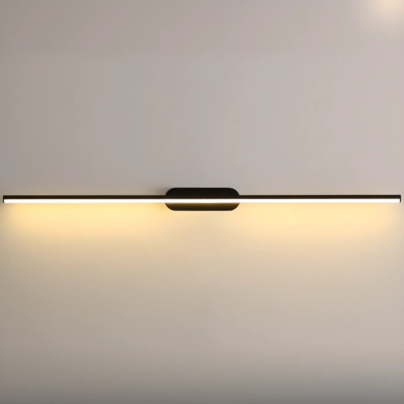Luminaire de salle de bain LED minimaliste noir, fin et droit en métal, avec éclairage LED.