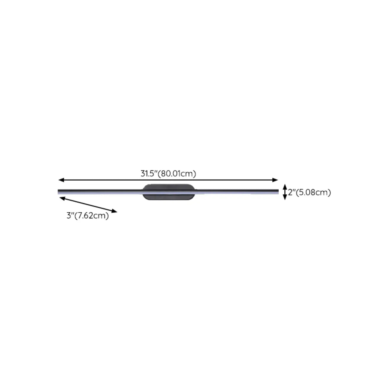 Luminaire de salle de bain LED minimaliste noir, fin et droit en métal, avec éclairage LED.