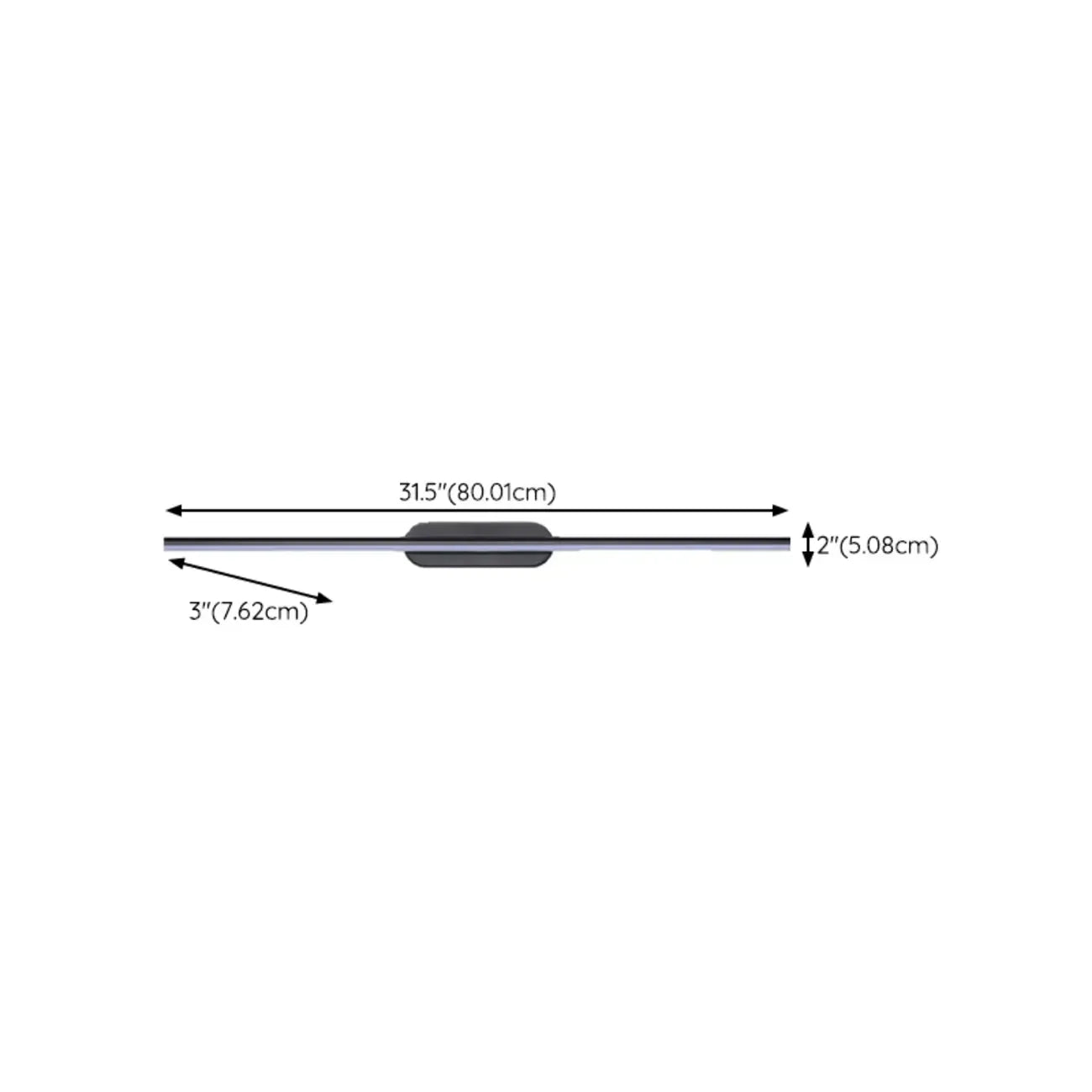 Luminaire de salle de bain LED minimaliste noir, fin et droit en métal, avec éclairage LED.