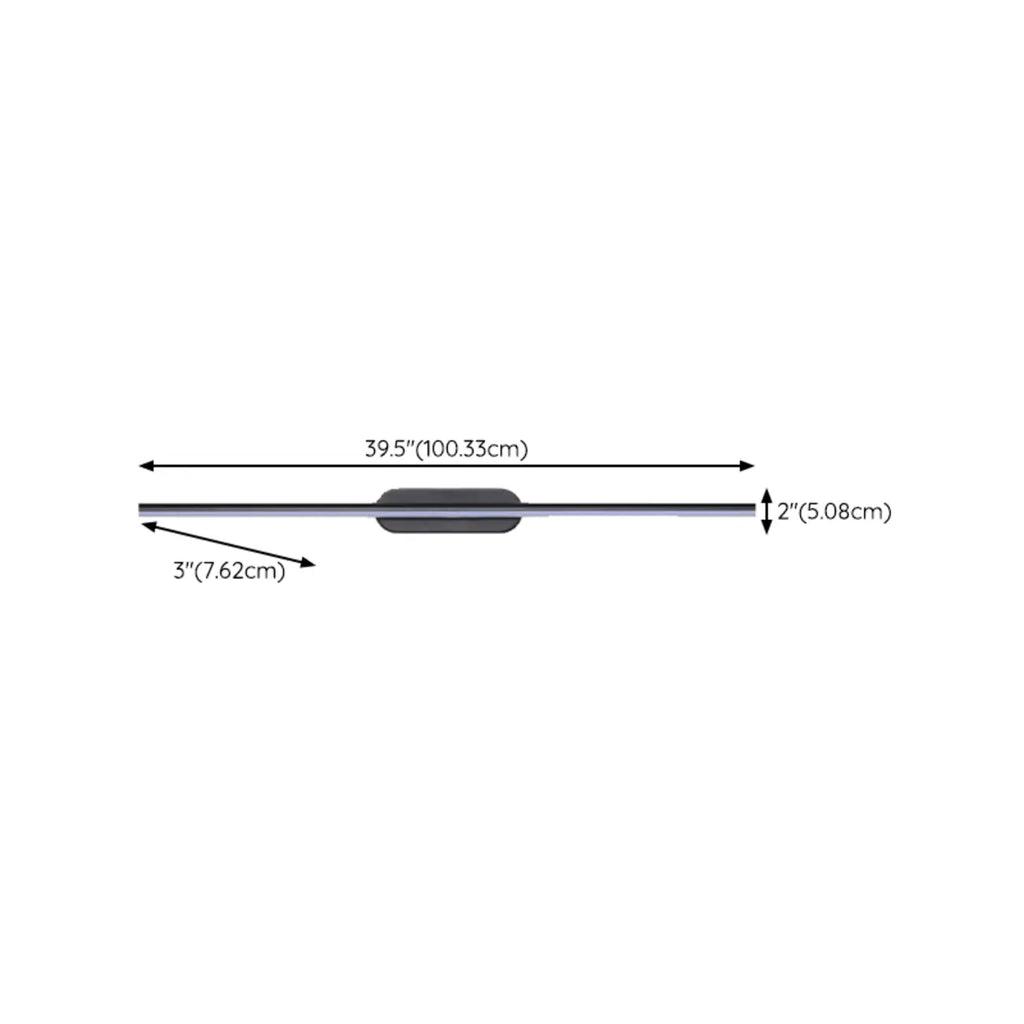 Luminaire de salle de bain LED minimaliste noir, fin et droit en métal, avec éclairage LED.