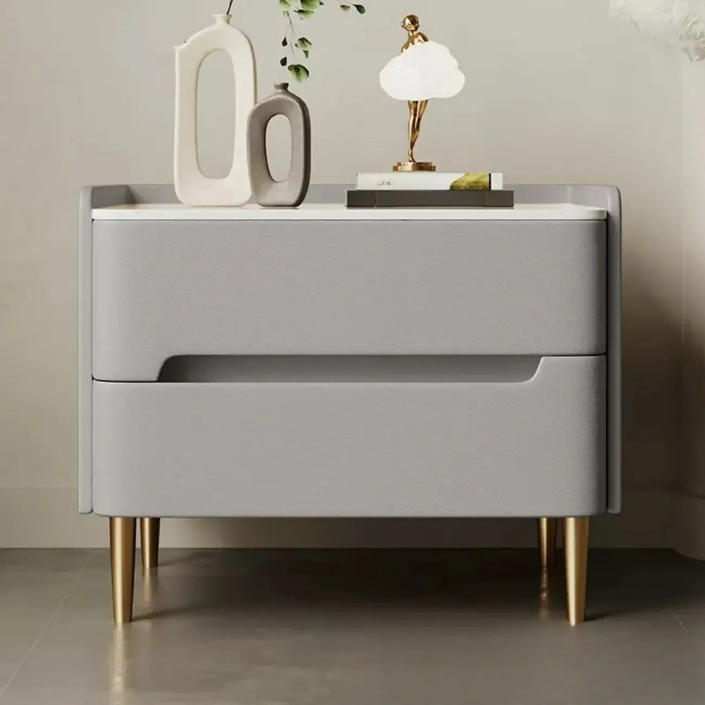 Table de chevet moderne avec plateau en marbre et tiroirs de rangement