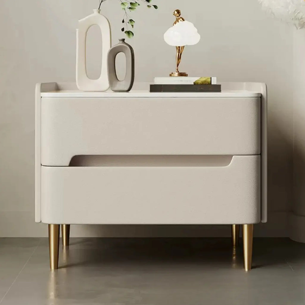 Table de chevet moderne avec plateau en marbre et tiroirs de rangement