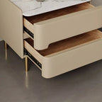 Table de chevet moderne avec plateau en marbre et tiroirs de rangement