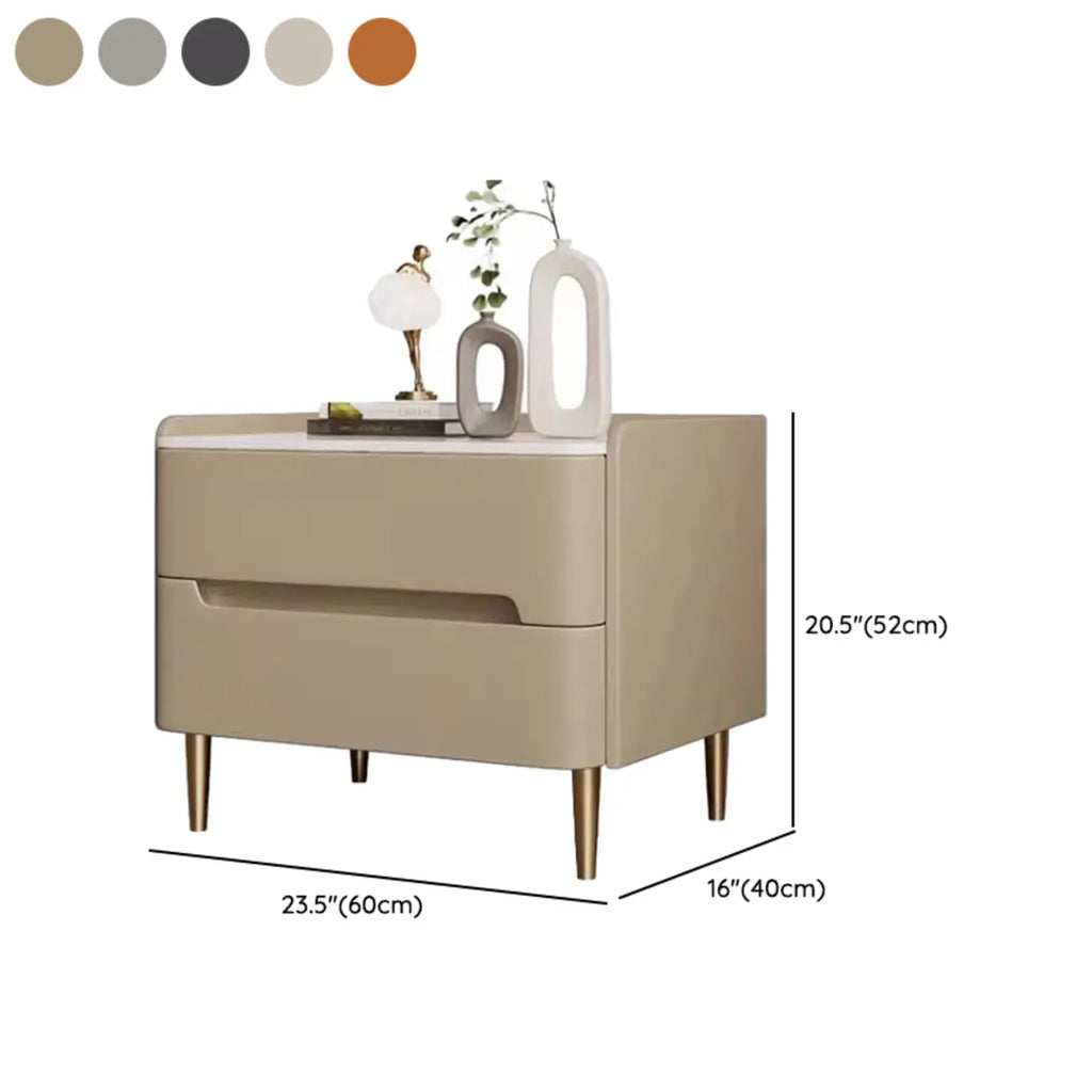 Table de chevet moderne avec plateau en marbre et tiroirs de rangement