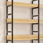 Libreria ad angolo a 6 ripiani a forma di L in legno e acciaio