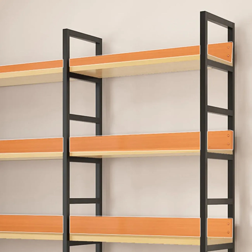Libreria ad angolo a 6 ripiani a forma di L in legno e acciaio