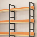 Libreria ad angolo a 6 ripiani a forma di L in legno e acciaio