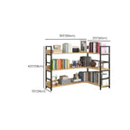 Libreria ad angolo a 6 ripiani a forma di L in legno e acciaio