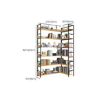 Libreria ad angolo a 6 ripiani a forma di L in legno e acciaio
